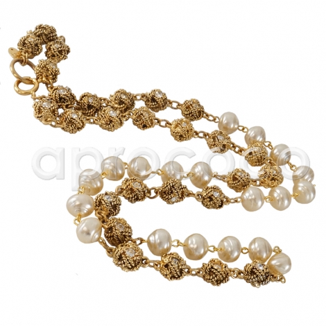 Vintage CHANEL Perlenkette Kette mit Swarovski-Knoten & Perlen