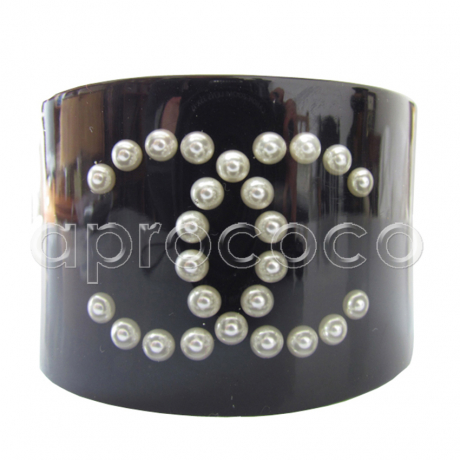 CHANEL Armreif Armband – schwarz mit eingefrorenen CC-LOGO-Perlen