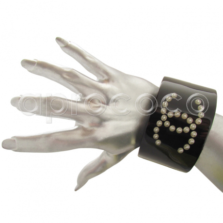 CHANEL Armreif Armband – schwarz mit eingefrorenen CC-LOGO-Perlen