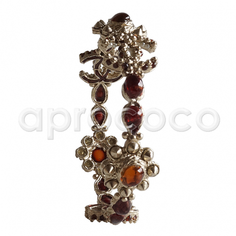 CHANEL Armband – Nieten* Perlen* Blumen* CC LOGO* rubin-rote Steine Rockstud