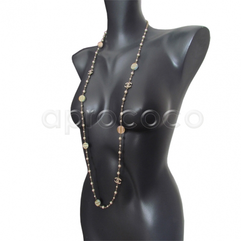 CHANEL 2013 versailles Perlenkette*Kette & Ohrringe SET pastellfarben geringelt