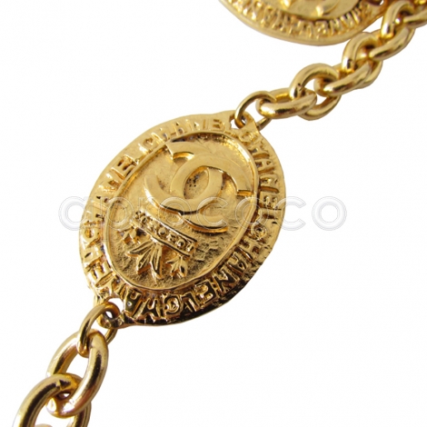 CHANEL Vintage Gürtel / Sautoir-Kette / Armband mit großen ovalen Münzen