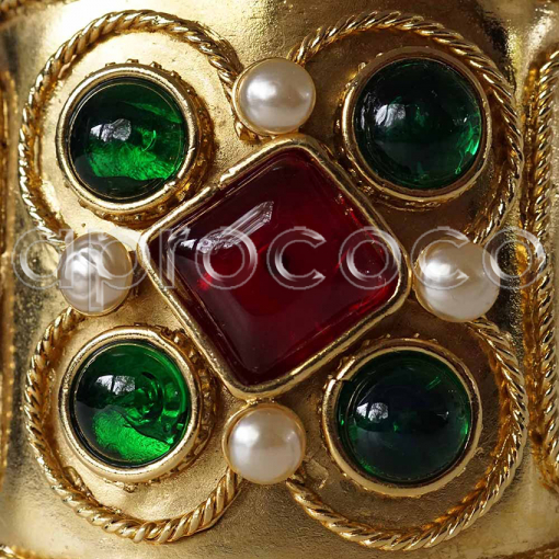 CHANEL GRIPOIX vintage Armband – smaragd-grüne & rubin-rote Steine