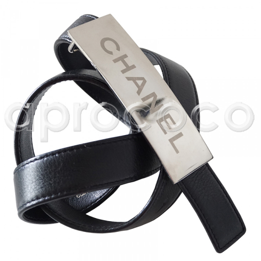 CHANEL Ledergürtel – schwarz schmal mit hoch polierter CHANEL Schnalle