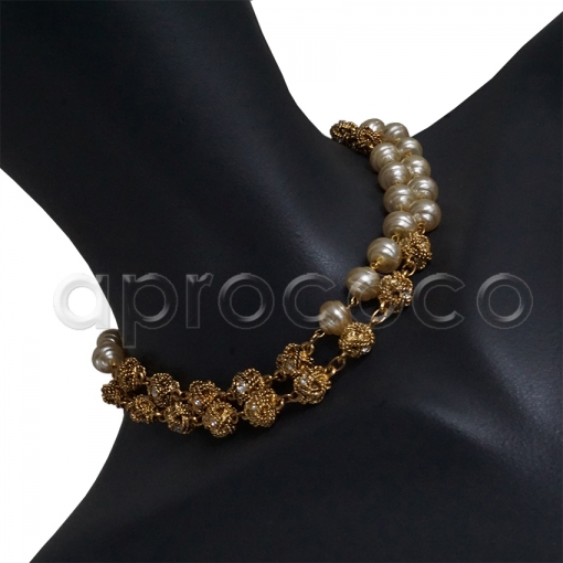 Vintage CHANEL Perlenkette Kette mit Swarovski-Knoten & Perlen