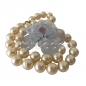 Preview: CHANEL GRIPOIX vintage Perlenkette Perlenkollier mit himmelblauer Kamelie aus Glas