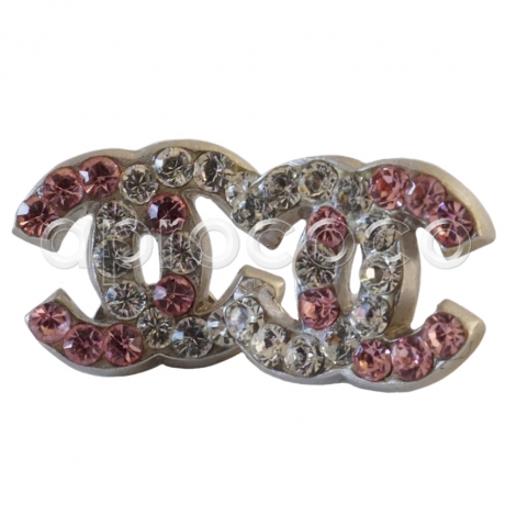 CHANEL mini CC Logo Ohrringe – klare und rosa Swarovski Steine