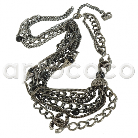 Amazing bold CHANEL Multi-Strand Chain Necklace/Belt Jet Black