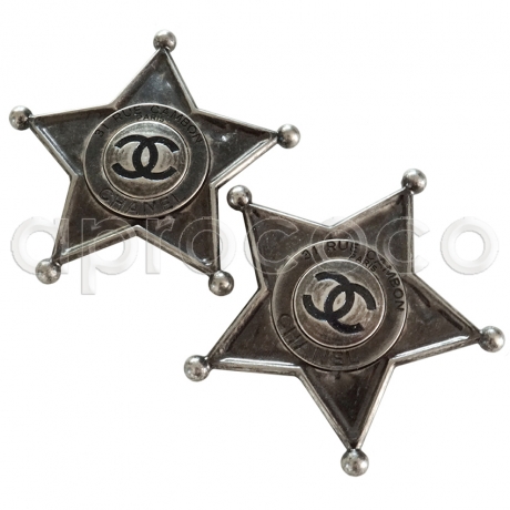 2x CHANEL 2014 DALLAS  Sheriff Star bag-badge brooches in SET