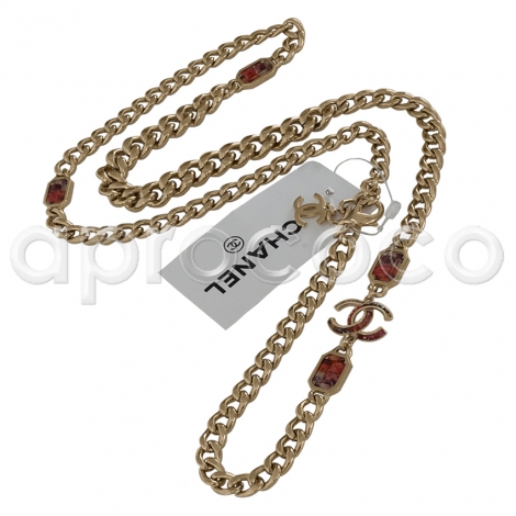 CHANEL 2015 chunky chain necklace - CC logo studded w/ multicolor rhinestones