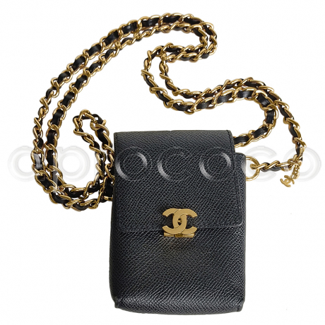 CHANEL vintage timeless Miniature * Mini Bag-Case * black leather with CC Logo