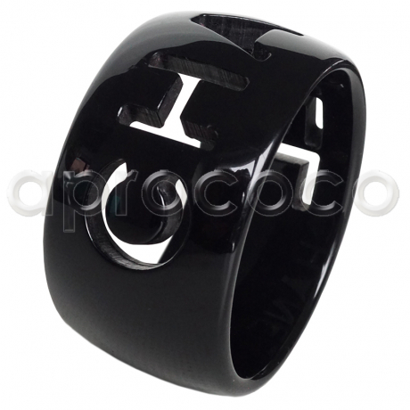 Bold vintage CHANEL Bracelet Cuff black cut-out logo