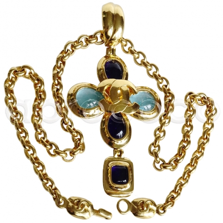 Gorgeous CHANEL GRIPOIX Necklace with huge Maltese Cross Pendant