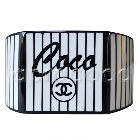 Modern CHANEL COCO-cuff-bracelet black & white Stripes