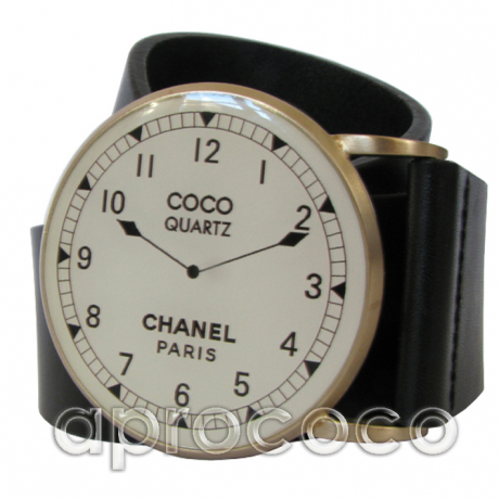 CHANEL 2007 Cruise Kollektion - Leder-Gürtel mit COCO Zifferblatt Uhr Schnalle - ungetragen