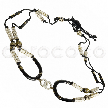 CHANEL 2009 Miami-Paris - Cord & Crystals Belt*Necklace - versatile adjustable glamorous