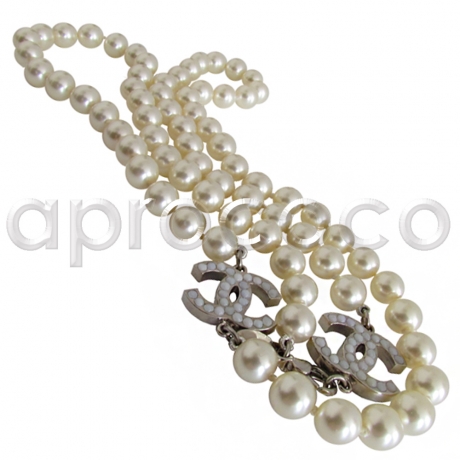 CHANEL Celebrity Perlenkette Kette 2 CC-Logos CLASSIC-4-EVER