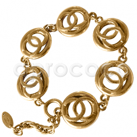 Vintage CHANEL vergoldetes Armband – runde Glieder – ausgeschnittene CC Logos