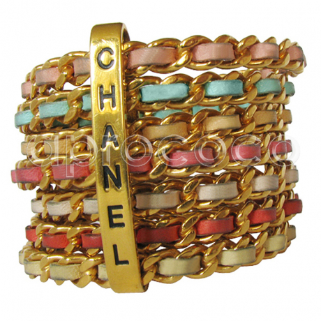 vintage Chanel Armband aus Kette und Leder