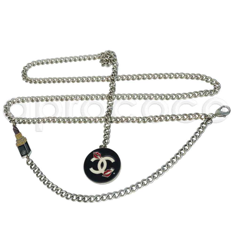 aprococo - CHANEL silver Chain-Belt w/ Lipstick Charm Cosmetic Edition