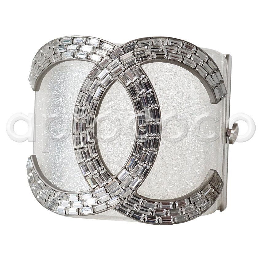aprococo - CHANEL 2009 stardust Cuff Bracelet w/ crystal CC Logo