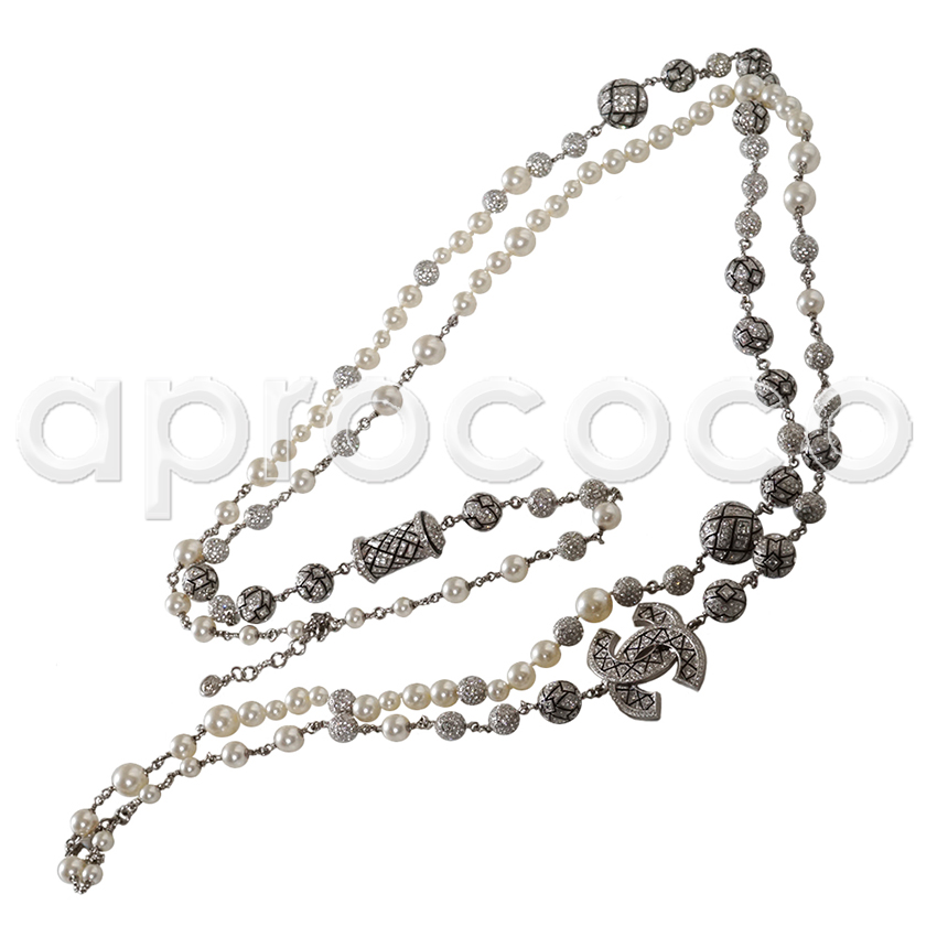 aprococo - CHANEL 2014 BLING Crystals-Barrel-Balls-Pearls Nacklace