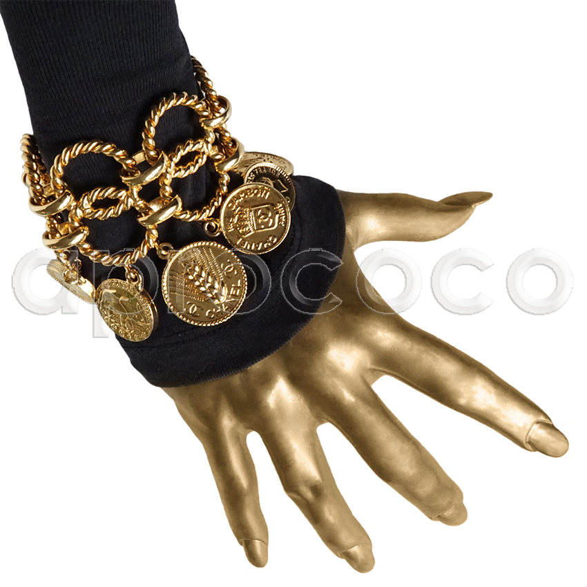 aprococo - COCO Currency - vintage CHANEL chain bracelet with 9 coins