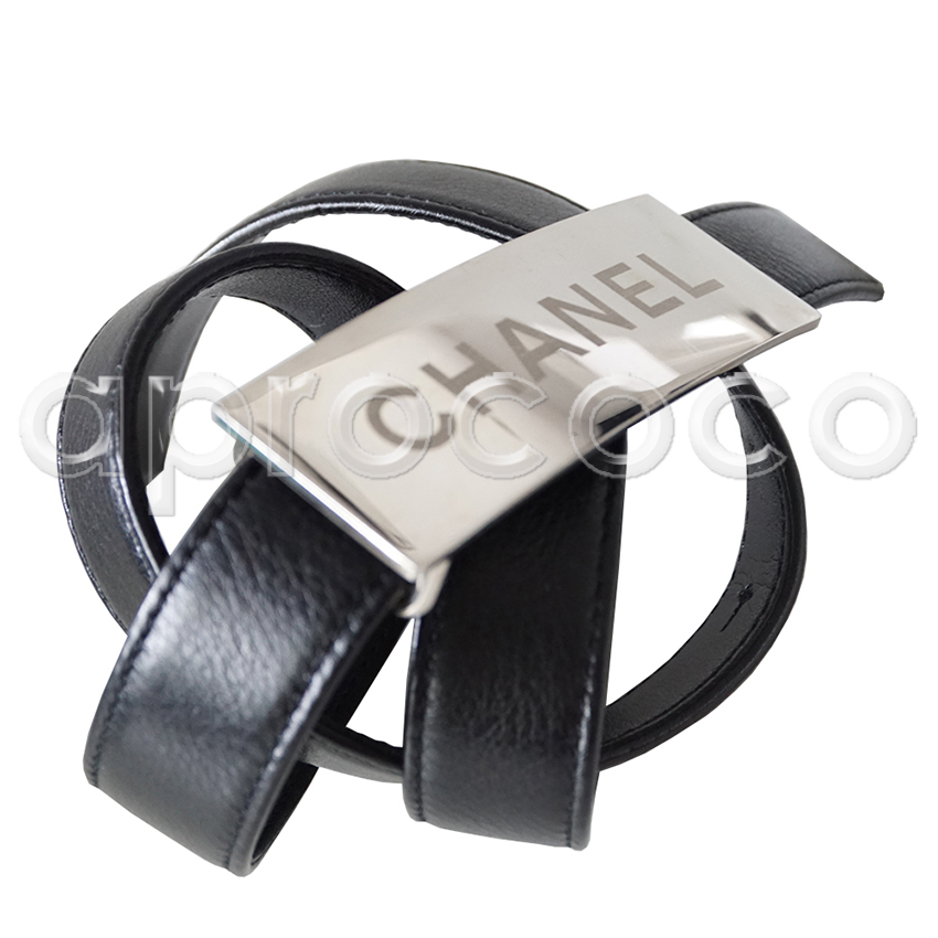 Chanel black leather belt