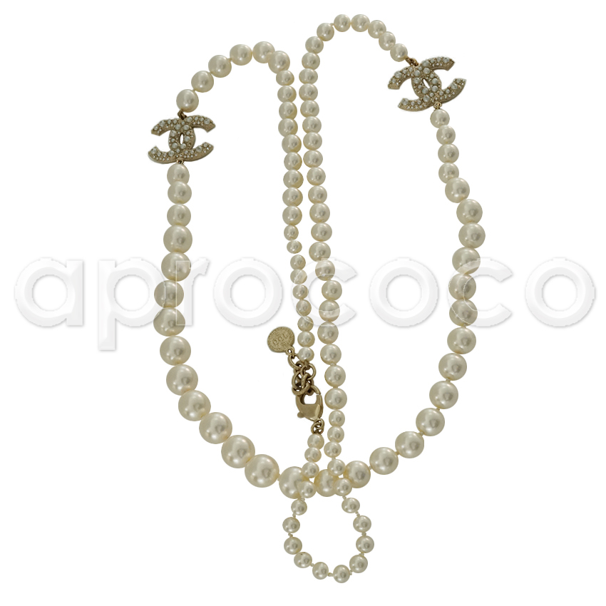 aprococo - CHANEL classic Pearl Necklace ever with CC Logos studded with  seed-pearls