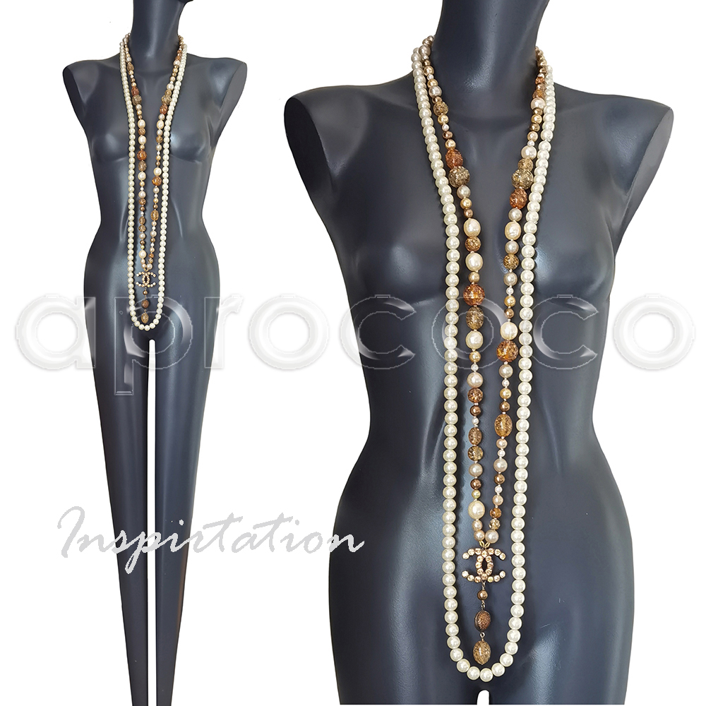 aprococo - CHANEL pearl necklace * lucite * resin beads * amber