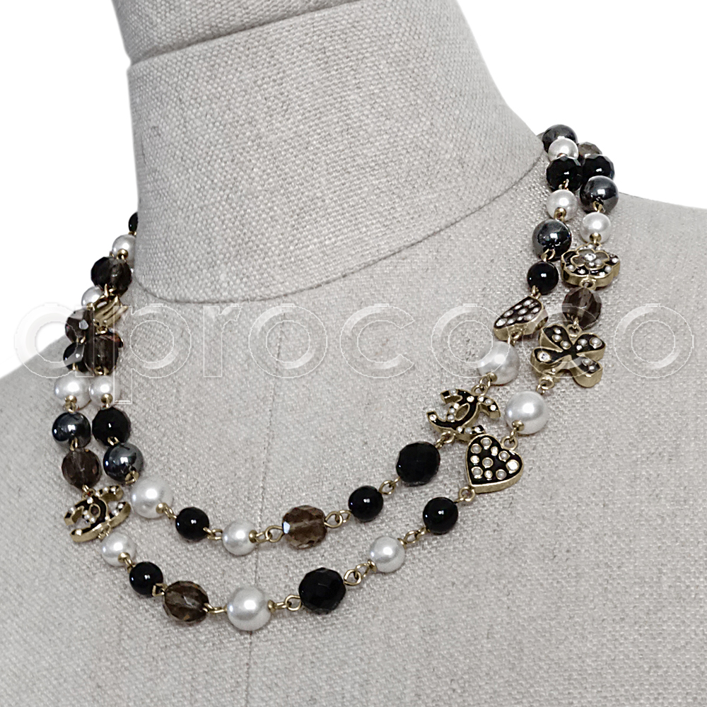 aprococo - CHANEL 07 black-gold Pearl-Necklace with iconic Charms