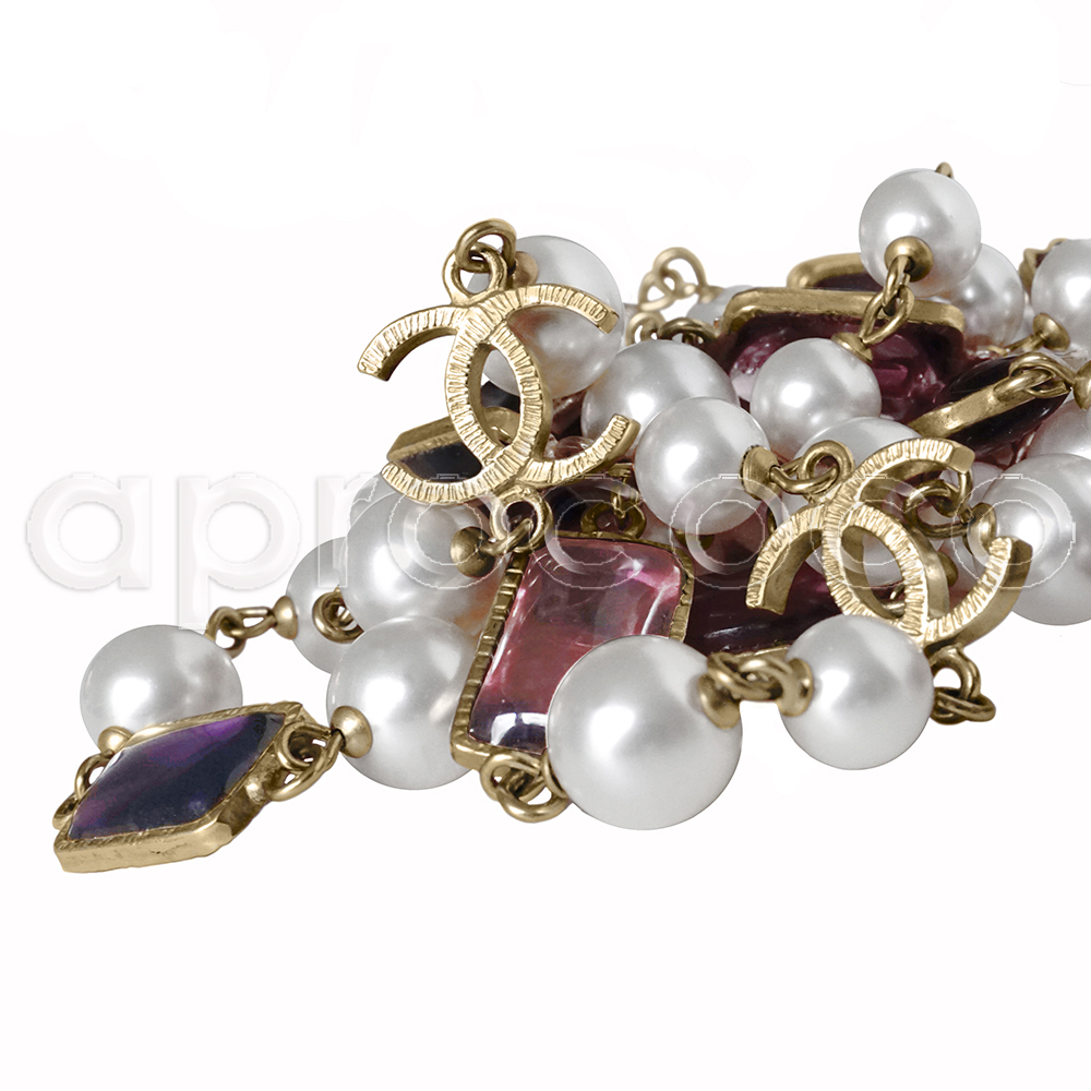 aprococo - CHANEL 2007 long Pearl Necklace with purple & pink