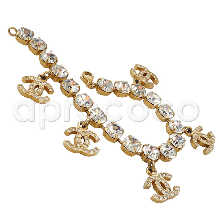 aprococo - CHANEL glamorous Bracelet w/ big crystals & CC Logo Charms