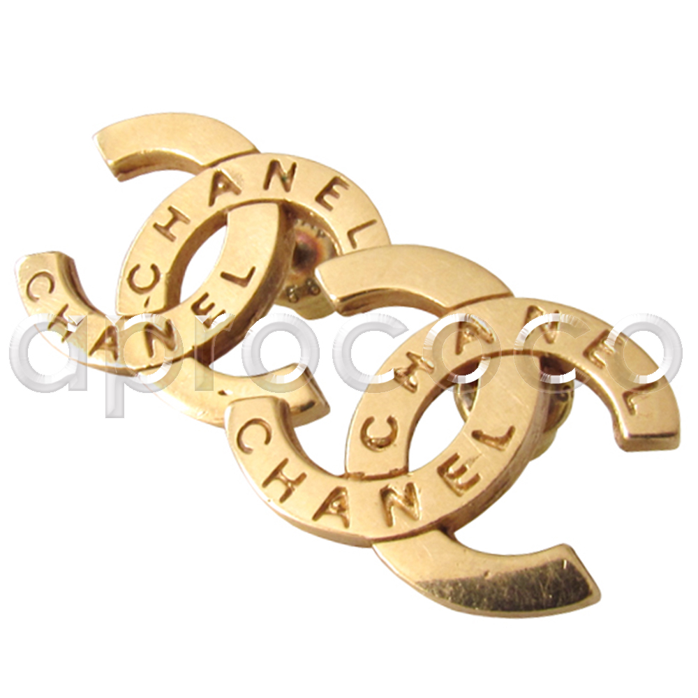 aprococo - Vintage CHANEL EARRINGS - gold Double CC Logo with Engraving -  Classic forever