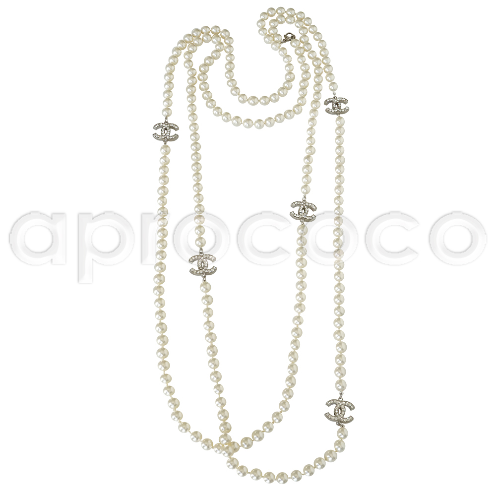 aprococo - CHANEL celebrity Pearl Necklace 5x CC Charm – 85.5