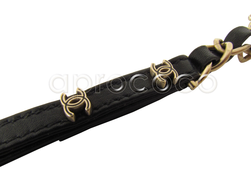 aprococo - CHANEL Dog Collar and Leash SET ~ Gold Chain with Black Woven  Leather & CC Charm