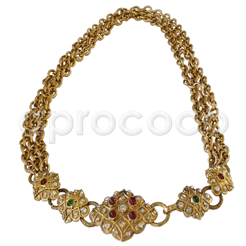 aprococo - Vintage CHANEL GRIPOIX Necklace w/ Ruby Red & EMERALD