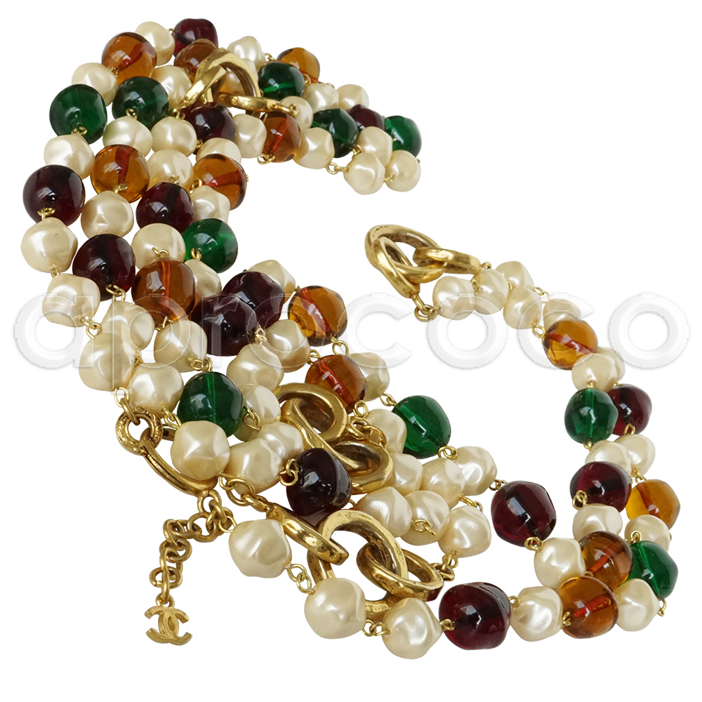 aprococo - CHANEL Gripoix glass-beads & baroque pearls Necklace