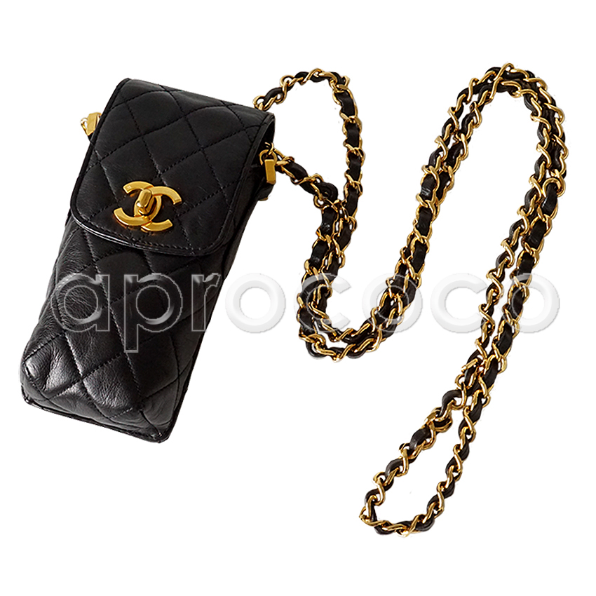 aprococo - CHANEL quilted black Flap-Bag - Leather Case Purse w/ Chain  Strap & CC Closure