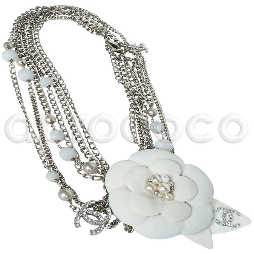 CHANEL Pearl Crystal CC Crown Multi Strand Necklace Gold 932834