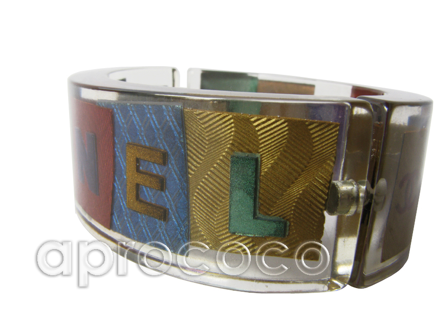 aprococo - CHANEL Lucite CUFF BRACELET with Ribbon Remnants