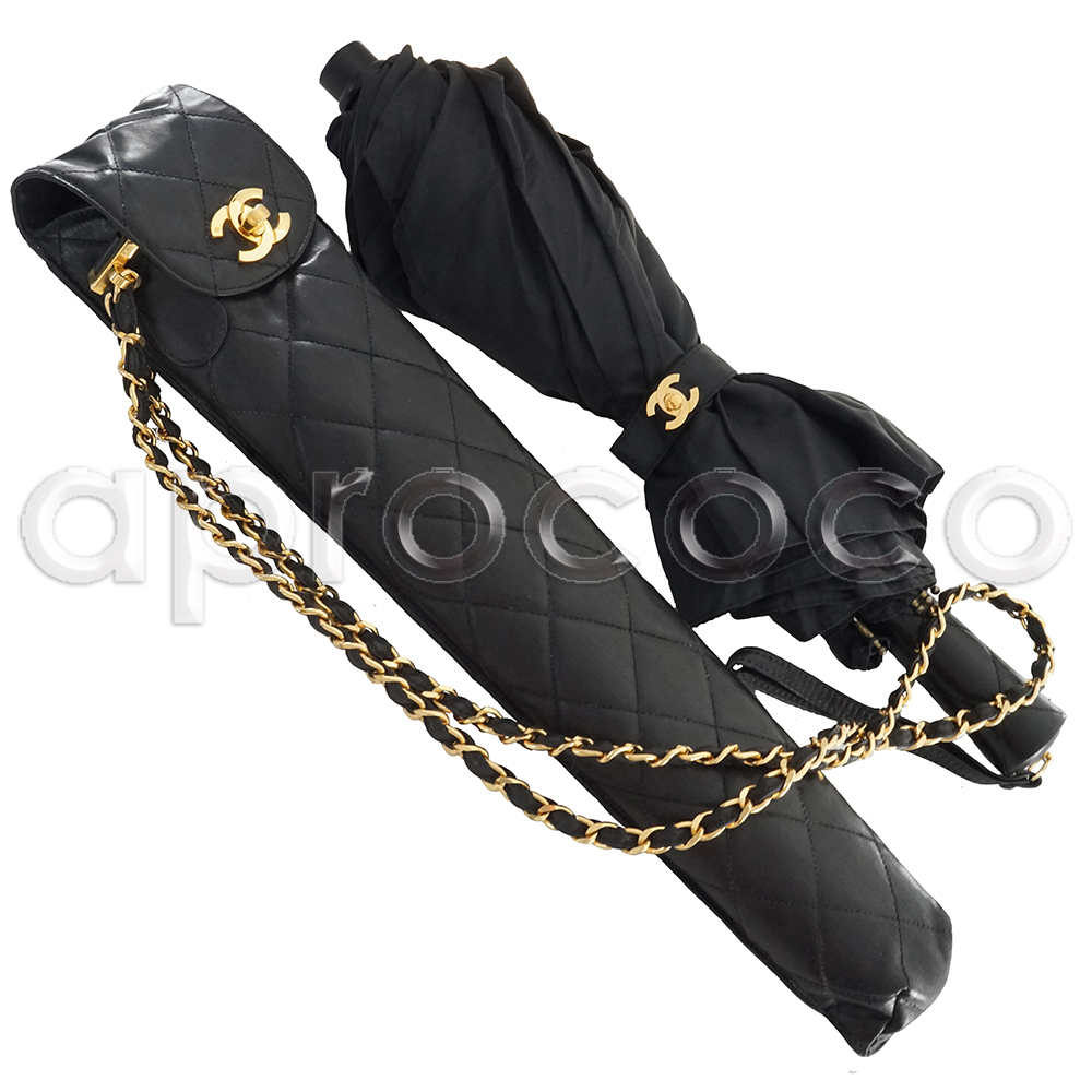 aprococo - CHANEL black Umbrella & quilted Case - Purse Chain