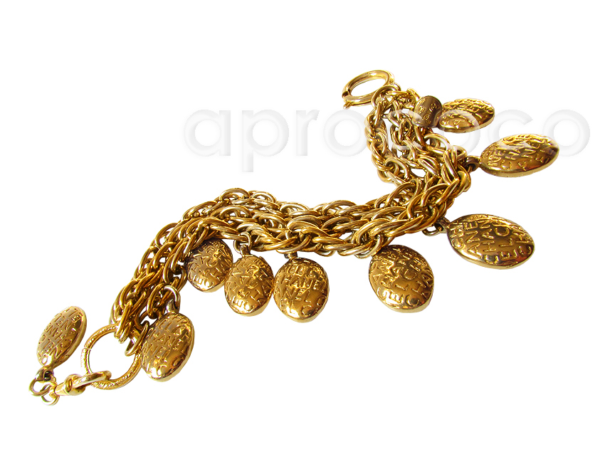 aprococo - Vintage CHANEL Bracelet with GRAFFITI Charms - gold plated