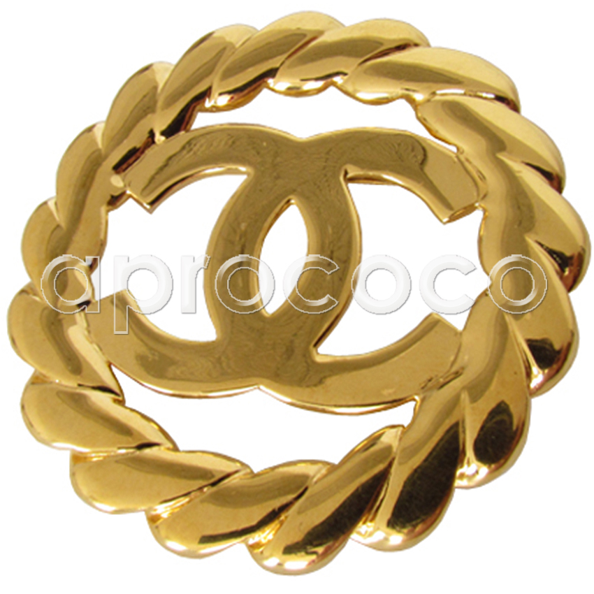 aprococo - Vintage large CHANEL brooch pin with CC-Logo with circular frame
