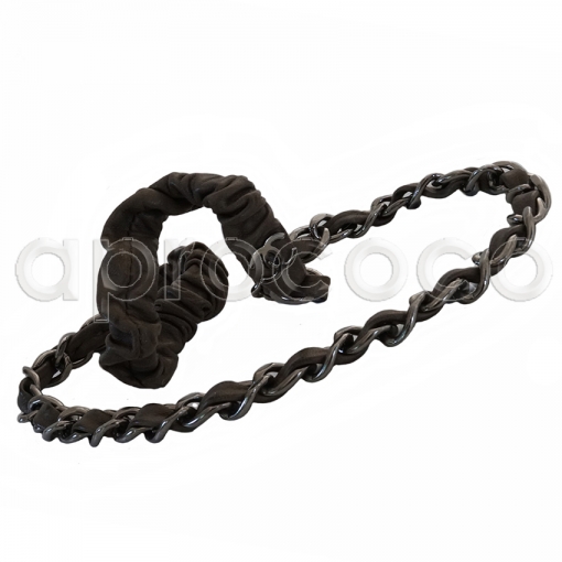 CHANEL silber-farben Stirnband-Haarband – Kette mit Leder – TAUPE – elastisch!