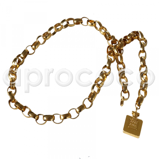 Vintage CHANEL Perfume Bottle Charm Tiered Chain Necklace Belt 