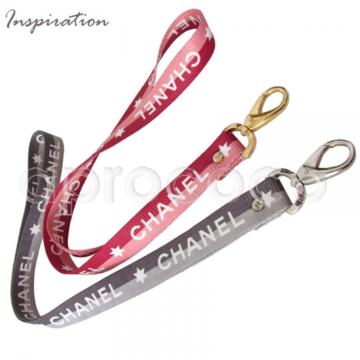 aprococo - CHANEL unisex lanyard - necklace key holder - GREY with WHITE  Letters