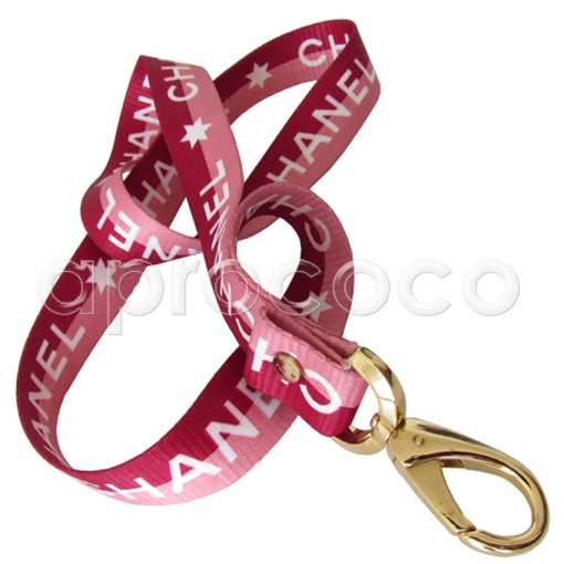 aprococo - CHANEL 2001 unisex lanyard - necklace key holder - PINK & RED