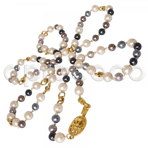 chanel silver pearl necklace vintage