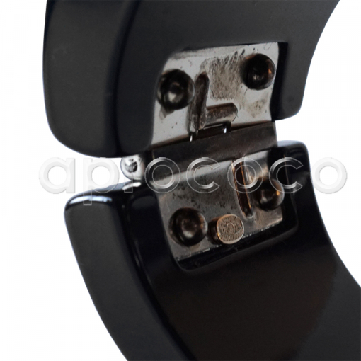 CHANEL Kunststoff Armreif Armband geringelt / mit schwarzen und weißen COCO Streifen